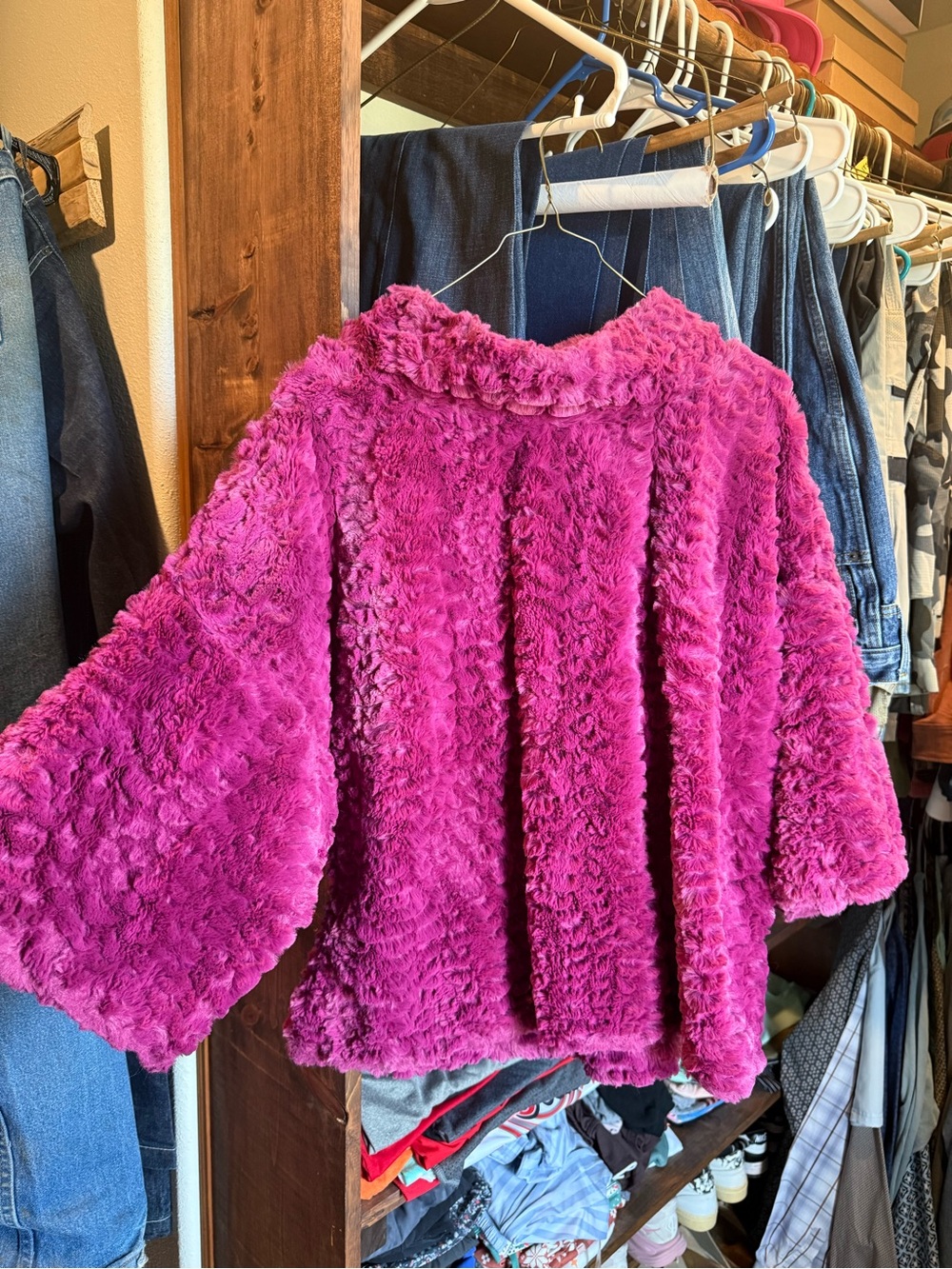 ivy jane Hot Pink Faux Fur Pull Over Jacket